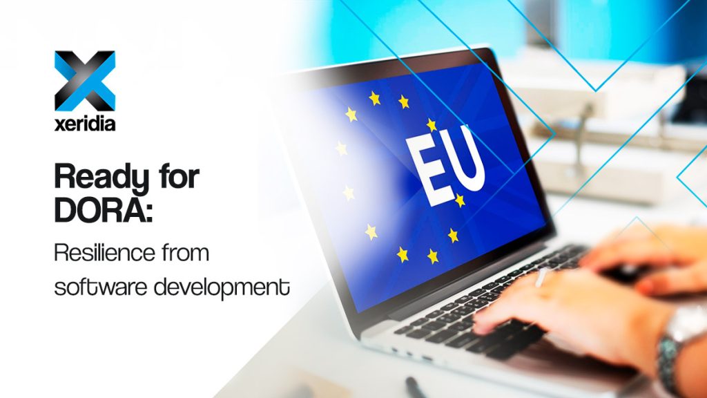 Picture of a laptop with the EU flag, representing the new DORA regulation and its impact on digital resilience.