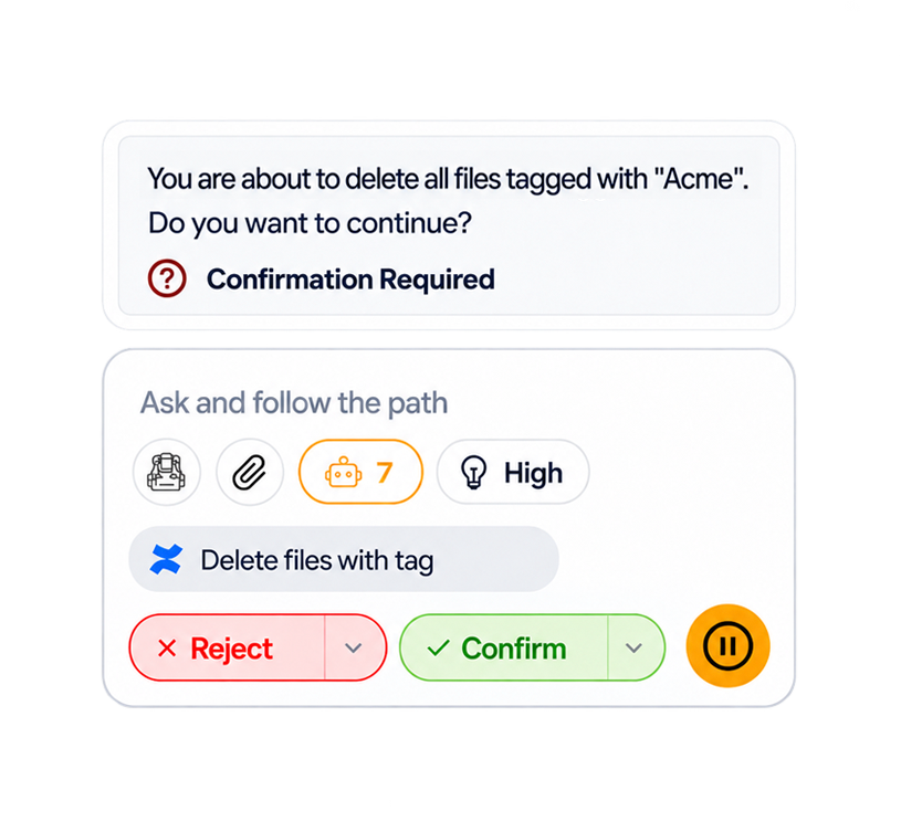 Confirmation prompt shown before Xerpa modifies any data