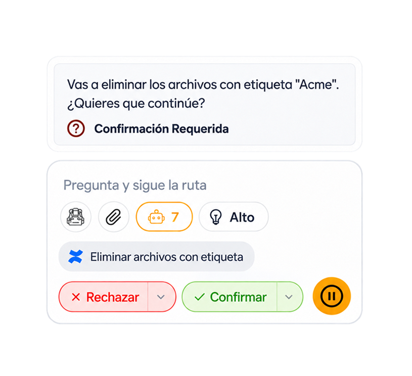 Aviso de confirmación previa antes de que Xerpa modifique datos